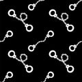 White Metal Handcuffs Seamless Pattern on Black Background