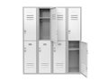 White metal locker with open doors. Two level compartment. 3d rendering illustration Royalty Free Stock Photo