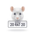 Cute rat and license plate number vector illustration