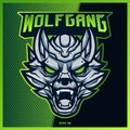 White Metal wolf esport and sport mascot logo design in modern illustration concept for team badge emblem and thirst printing.