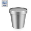 White metallic plastic container vector mockup