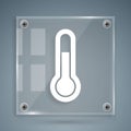 White Meteorology thermometer measuring icon isolated on grey background. Thermometer equipment showing hot or cold