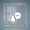 White Meteorology thermometer measuring icon isolated on grey background. Thermometer equipment showing hot or cold