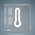 White Meteorology thermometer measuring icon isolated on grey background. Thermometer equipment showing hot or cold