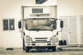 White mexican truck car at Gulf petrol gas station Mexico