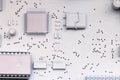 White microelectronics background chips Royalty Free Stock Photo