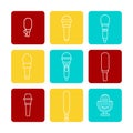 White microphone line icons set