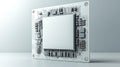 White microprocessor on a detailed circuit board representing modern technology. AI Generated.