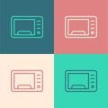 White Microwave oven icon isolated on black background. Home appliances icon. Vector Royalty Free Stock Photo