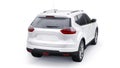 White Mid-size family urban SUV car on white background. 3D illustration.