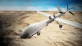 White military unmanned drone at the air. 3D illustration