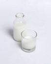 White milk drink served with bread is good for breakfast in the morning. Royalty Free Stock Photo