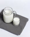 White milk drink served with bread is good for breakfast in the morning. Royalty Free Stock Photo