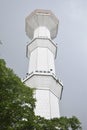 white minaret of the mosue