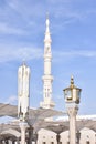 White minaret of the Prophet\'s Mosque in the city of Medina