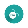 White Mineral Ca Calcium icon isolated with long shadow background. Mineral vitamin complex with a chemical formula