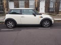 White Mini car in Bath Royalty Free Stock Photo