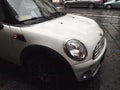 white Mini car in Turin Royalty Free Stock Photo