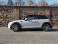 White Mini cooper car in Turin Royalty Free Stock Photo