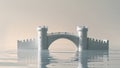 White Miniature Castle Model with Bridge and Water Reflection Royalty Free Stock Photo