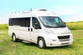 White minibus on in the field