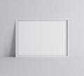 White minimal frame design on gray background, horizontal frame