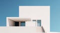 White minimalist architectural house with blue sky Royalty Free Stock Photo