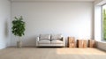 Minimalist Staging: High-quality Realistic Photography Of Empty Living Room Royalty Free Stock Photo