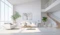 white minimalist house interior, elegant and luxurious, futuristic, ai generative