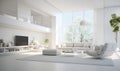 white minimalist house interior, elegant and luxurious, futuristic, ai generative