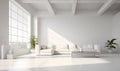 white minimalist house interior, elegant and luxurious, futuristic, ai generative