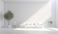 white minimalist house interior, elegant and luxurious, futuristic, ai generative