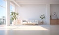 white minimalist house interior, elegant and luxurious, futuristic, ai generative