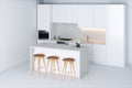 White minimalist kitchen in new room