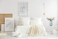 White minimalist master bedroom interior