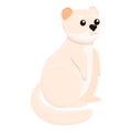 White mink icon, cartoon style