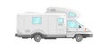 White mobile home. Cute travel truck, motor bus, icon flat vector illustration