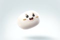 White mochi rice cake with smilling face