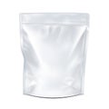 White Mock Up Blank Foil Food Or Drink Doypack Bag Packaging. Plastic Pack Ready For Your Design. Vector EPS10