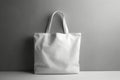 White mock up Canvas Bag on Grey Background