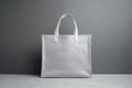 White mock up Canvas Bag on Grey Background