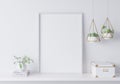 White mock up frame in modern interior, close up for minimal design