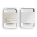 White Mockup Empty Blank Styrofoam Plastic Food Tray Container With Lable. Illustration Isolated On Gray Background. Mock Up