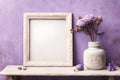 White mockup wall frame with purple theme