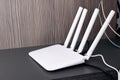 White modem with antennas on the table
