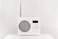 White modern bathroom radio Royalty Free Stock Photo