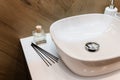 White modern clean washbasin in the bathroom Royalty Free Stock Photo