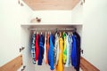 White modern closet inside. Storage organization. Order and cleanliness Royalty Free Stock Photo