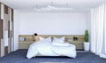 White modern contemporary bedroom interior with copy spce on wall for mock up Royalty Free Stock Photo