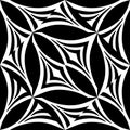 White modern geometric seamless pattern on black background. Monochrome background of curved lines. Diagonal square mosaic tile Royalty Free Stock Photo